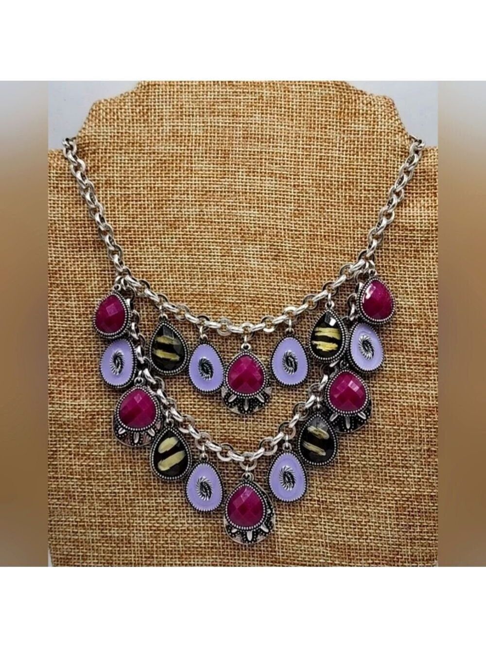Premier Designs 16"+3" Statement Necklace Multicolored NWOT Bohemian Reversible